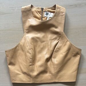 Tan Leather Crop Top